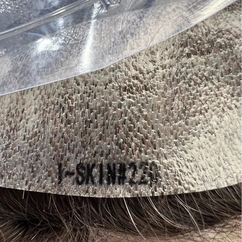 Dark Brown with Gray Human Hair Wavy 8x10 Inch Toupee Hair System